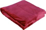 Couverture Velvet microvelours polyester uni rouge bourgogne 240x260 - Toison d'Or