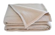 Couverture Victoria laine d'agneau uni beige Tourterelle 180x240 - Toison d'Or