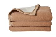 Couverture Volta en laine woolmark sable 240x260 - Toison d'Or