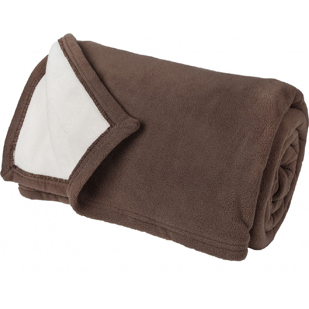 Couverture polaire Teddy en polyester uni Taupe 240x260 - Toison d'Or