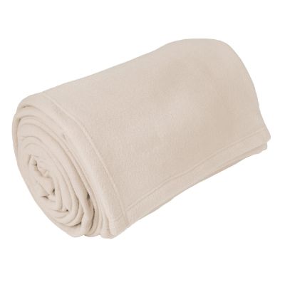 Couverture polaire Teddy en polyester uni Naturel 220x240 - Toison d'Or