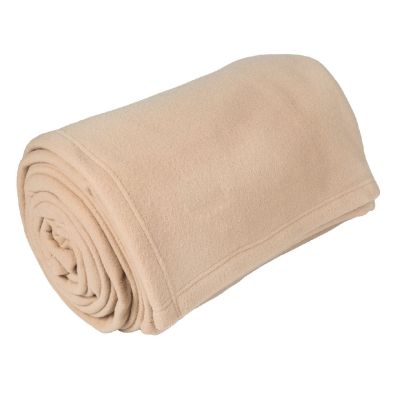 Couverture polaire Teddy en polyester uni Sable 240x300 - Toison d'Or