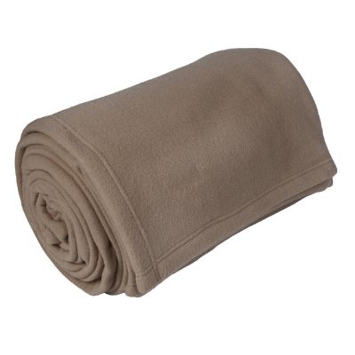 Couverture polaire Teddy en polyester uni Taupe 240x260 - Toison d'Or