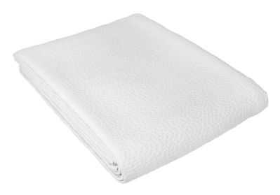 Dessus de lit Camargue coton motifs pois tissés jacquard blanc 180x250 - Toison d'Or