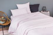 Drap housse Cap Ferret coton lavé Rose poudré 90x190 - Toison d'Or