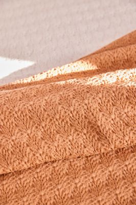 Plaid Bari en coton stonewashed coloris Terre cuite 125x180 - Toison d'Or