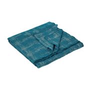 Plaid Delft en laine et lin coloris bleu paon 145x170 - Toison d'Or
