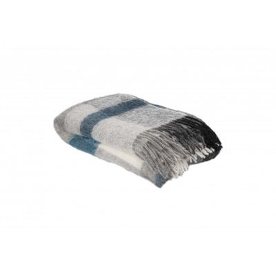 Plaid Iseo en alpaga/mohair bleu paon 130x180 - Toison d'Or