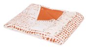 Plaid Lagos coton motifs gouttes jacquard franges Corail 130x180 - Toison d'Or