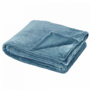 Plaid Mellow en polyester fausse fourrure Bleu orage 150x200 - Toison d'Or