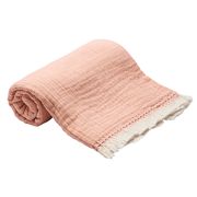 Plaid Vence en gaze de coton coloris rose thé 130x170 - Toison d'Or