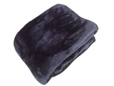 Plaid microvelours polyester Velvet noir 130x150 - Toison d'Or