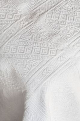 Taie d'oreiller Champsaur blanche motifs classiques piqué de coton 65x65 - Toison d'Or
