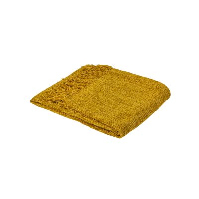 r.Plaid Oréade en acrylique chenille tissage armuré uni Miel 132x180 - Toison d'Or