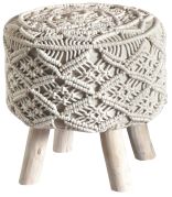 Housse de tabouret Rainef en coton coloris Ivoire 40x40xH40 - The Rug Republic