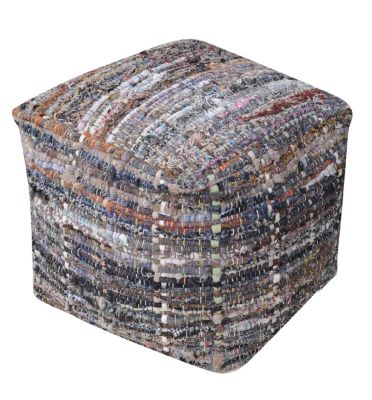 Pouf Harris kaki coton recyclé 40x40x40 - The Rug Republic
