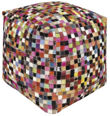 Pouf Mosaic cuir multicolore 40x40xH40 - The Rug Republic