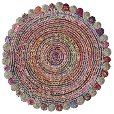 Tapis Accra en coton/chanvre coloris Multicolore rond Ø120 - The Rug Republic