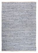 Tapis Atlas tissé main cuir/coton motifs chevrons blanc et bleu 85x55 - The Rug Republic