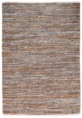 Tapis Atlas tissé main cuir/coton motifs chevrons naturel 55x85 - The Rug Republic