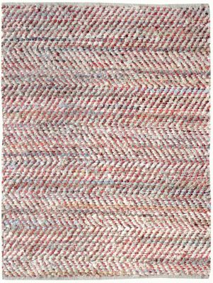 Tapis Atlas tissé main cuir/coton motifs chevrons rouge 55x85 - The Rug Republic