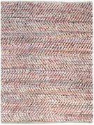 Tapis Atlas tissé main cuir/coton motifs chevrons rouge 55x85 - The Rug Republic