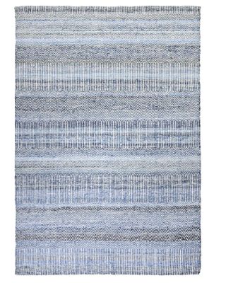 Tapis Bolivia bleu motifs chevrons coton recyclé 230x160 - The Rug Republic