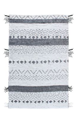 Tapis Callista tissé main en fibres naturelles coloris Blanc/noir 120x180 - The Rug Republic