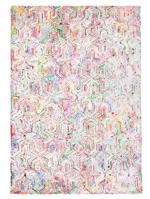 Tapis Indiana en coton/laine motifs croix multicolores 230x160 - The Rug Republic