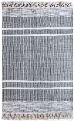 Tapis Kolena tissé main en laine coloris Noir/blanc 180x120 - The Rug Republic
