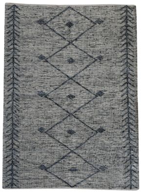 Tapis Léonie tissé main cuir/coton coloris Gris 190x290 - The Rug Republic