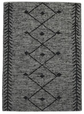 Tapis Léonie tissé main cuir/coton coloris Noir 160x230 - The Rug Republic