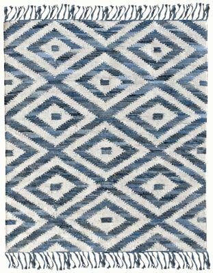 Tapis Soraya tissé main en coton recyclé coloris Bleu 160x230 - The Rug Republic