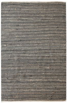 Tapis Tulia tissé main en chanvre/laine coloris Naturel/noir 180x120 - The Rug Republic