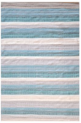 Tapis York en coton rayures dégradées coloris Aqua/gris 230x160 - The Rug Republic
