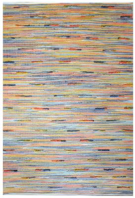 Tapis Yuny en coton/chanvre rayures irrégulières multicolore 230x160 - The Rug Republic