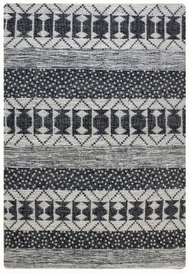 Tapis Zambezi en caoutchouc/polyester coloris Ivoire/Charbon 120x180 - The Rug Republic
