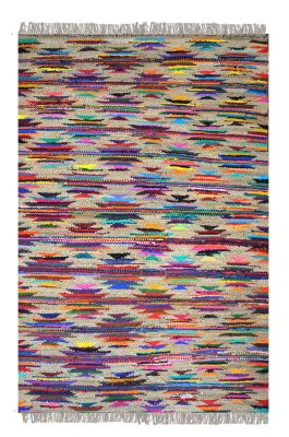 Tapis Zurich en chanvre/coton recyclé motifs indiens multicolore 230x160 - The Rug Republic