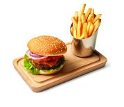 Planche de service à burger hêtre rectangulaire + cornet frites 250x150 mm - IN SITU