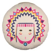 Coussin de sol Tribal broderies indien multicolore coton crème - Nattiot