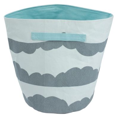 Panier de rangement Daphné nuages gris intérieur bleu pastel coton - Nattiot