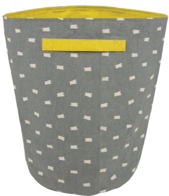 Panier de rangement Kitu à motifs gris intérieur jaune coton - Nattiot