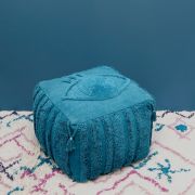 Pouf Siva Coton Bleu saphir 40x40x30 - Nattiot