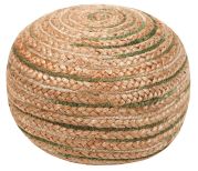 Pouf rond Pampa jute tressé main naturel et vert - Nattiot