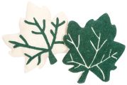 Set de 2 coussins Little Fall coton forme de feuilles coloris vert et blanc - Nattiot