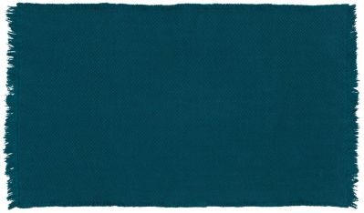 Tapis Albertine en coton tissage chevrons et franges coloris bleu 85x140 - Nattiot