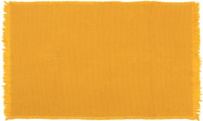 Tapis Albertine en coton tissage chevrons et franges coloris mangue 85x140 - Nattiot