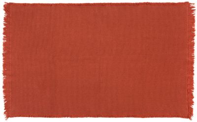 Tapis Albertine en coton tissage chevrons et franges coloris rouge 85x140 - Nattiot