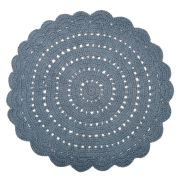 Tapis Alma tricoté main en coton coloris bleu/gris rond Ø120 - Nattiot