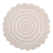 Tapis Alma tricoté main en coton coloris écru rond Ø120 - Nattiot